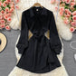 Slim long sleeve irregular A-line shirt skirt  2860