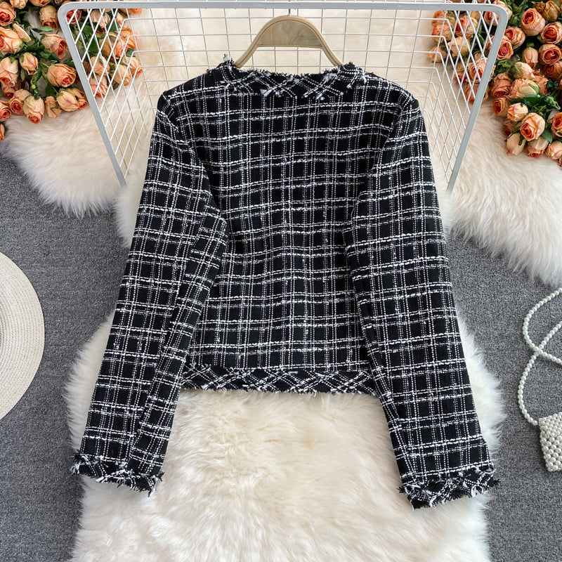 Celebrity xiaoxiangfeng woolen plaid coat female  1644