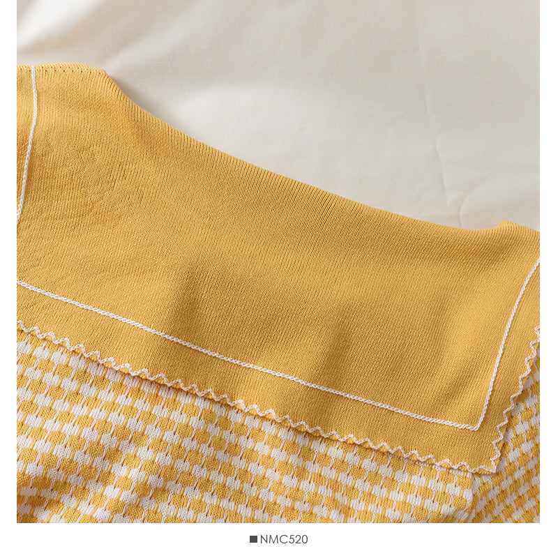 Slim and slim check long sleeve sweater women's doll neck  1760