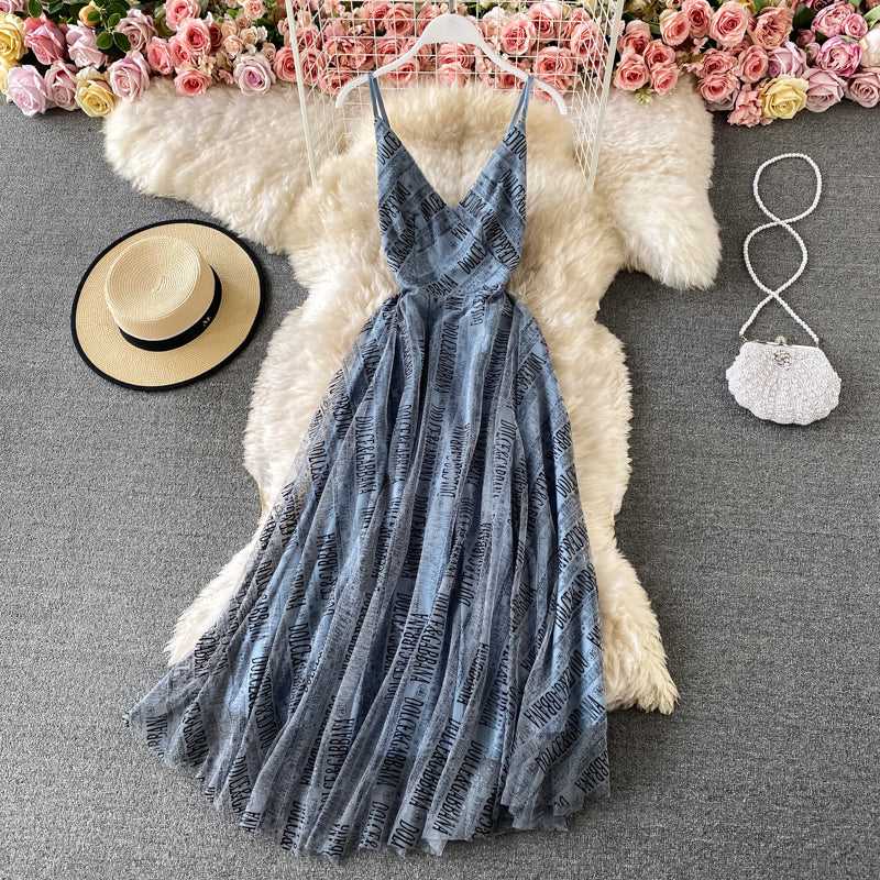 Retro slim slim A-line dress  3429