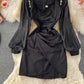 Robe à col carré à manches bouffantes de style rétro français coréen 2866