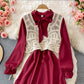 Koreanisches langärmliges Schleifenkleid mit schmaler Taille 2862