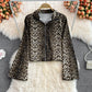 Korean leopard print loose casual stand collar zipper coat  1678