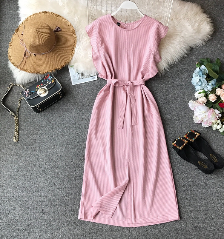 Irregular slim wrap hip dress  2873