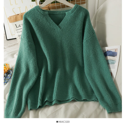Koreanische Version des dünnen, mittleren und langen einfarbigen Pullovers für Frauen von 1786