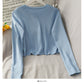 Netzroter, gleicher, einreihiger, kurzer, eng anliegender, langärmliger Strickcardigan 1694