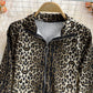 Korean leopard print loose casual stand collar zipper coat  1678