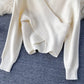 Sweet temperament V-Neck Sweater women's Pullover fashion sweater  1625