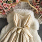 Sweet little fresh suspender skirt high waist backless lace dress  2893