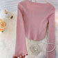 New women's long sleeve T-shirt design short top  1589