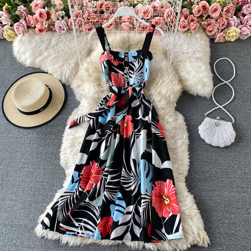 Ruffle hem, waist closed, thin, large dress, women's dress  2941
