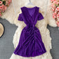 Sexy cross V-neck Sequin elastic Ruffle Dress  3318