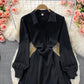Slim long sleeve irregular A-line shirt skirt  2860