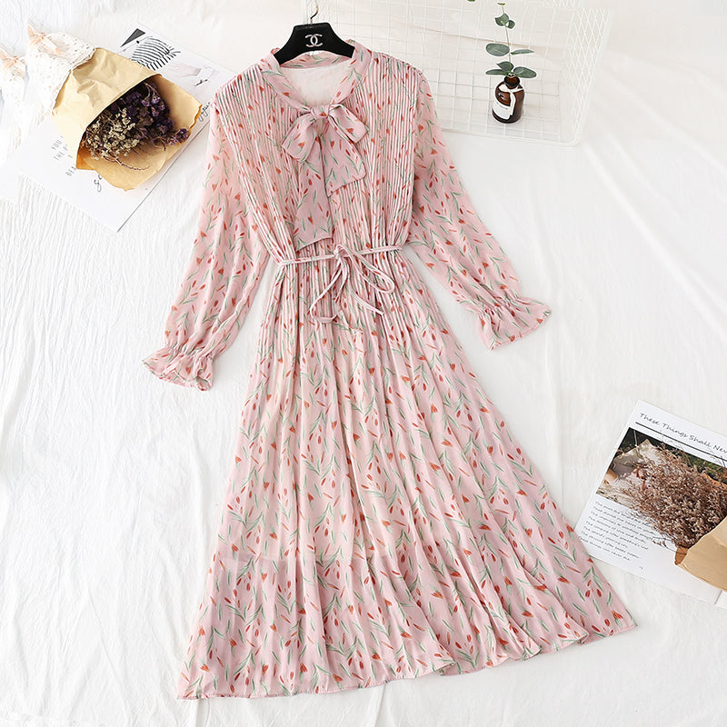 Super slim waist temperament floral dress women  2161