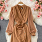 Slit waist dress elegant Hip Wrap Dress  3001
