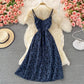 Gentle wind lady floral suspender skirt  3010