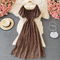 Slim square neck bubble sleeve dress  3061