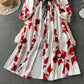 Slim and slim, lotus leaf border, waist closed and large swing A-shaped skirt  2967