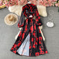 Slim and slim, lotus leaf border, waist closed and large swing A-shaped skirt  2967