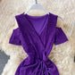 Sexy cross V-neck Sequin elastic Ruffle Dress  3318
