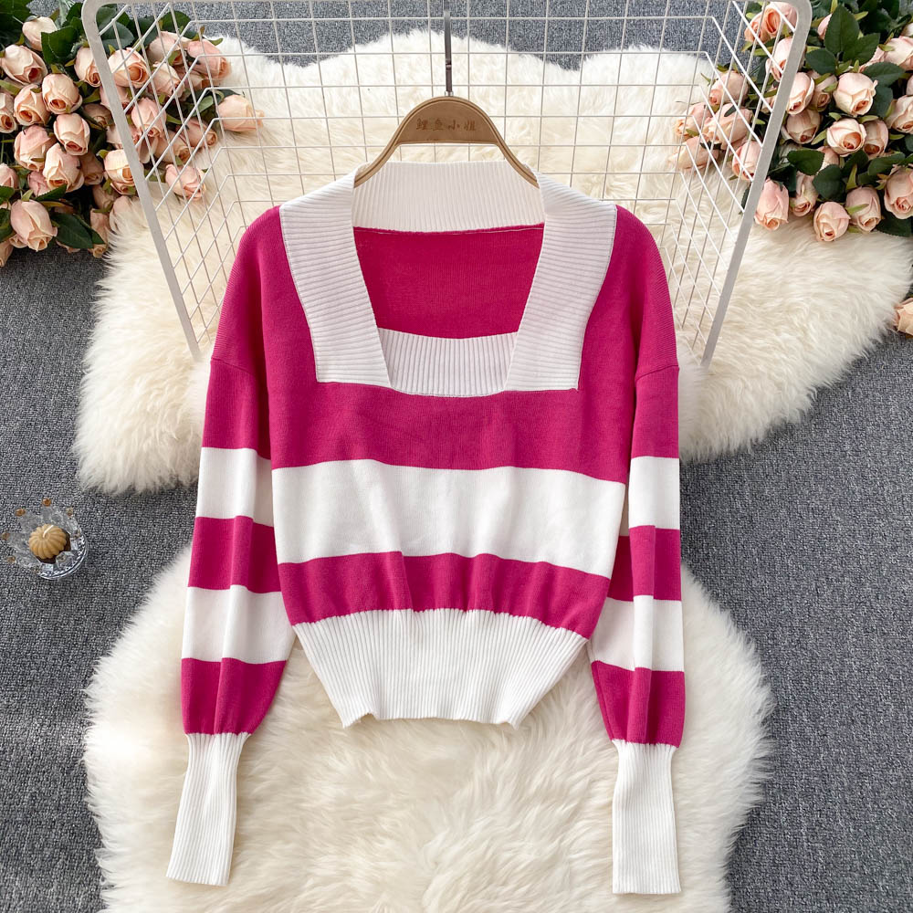 Langärmliger Pullover mit Retro-Streifen im Hongkong-Stil Pullover Sweater 1627