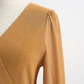 Dress V Neck Long Sleeve knee bottomed skirt pleated patchwork tea break skirt  2140