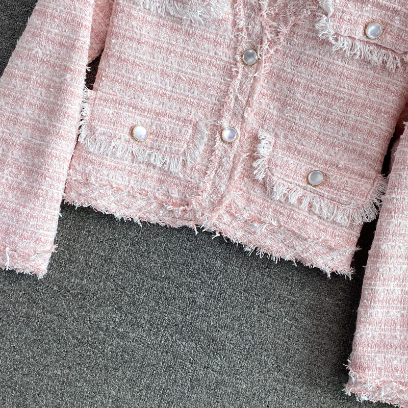 Temperament celebrity small fragrance tweed short coat female  1637