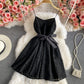 Sweet little fresh suspender skirt high waist backless lace dress  2893