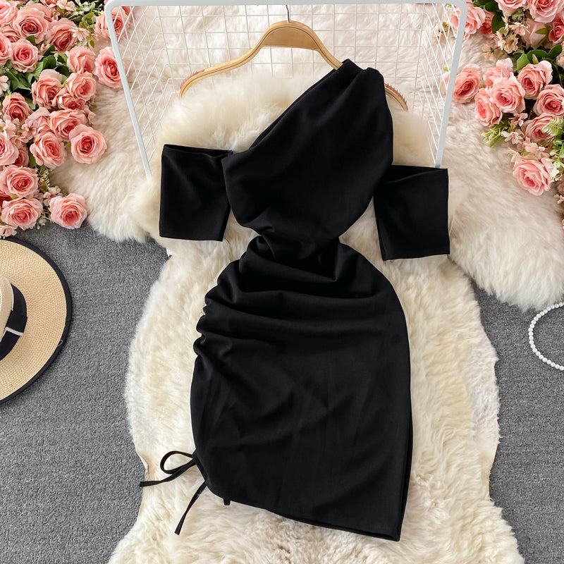 Pleated tight slim elastic Hip Wrap bottomed skirt  3249