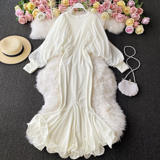 Long skirt with narrow waist and hip and fishtail  2879