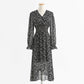 Long sleeved chiffon skirt Floral Dress  2158