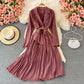 Design sense: small crowd, narrow waist, thin suit collar, Pleated Dress  3371