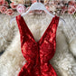Temperament slim Sequin dress at waist  2828