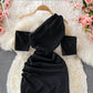 Pleated tight slim elastic Hip Wrap bottomed skirt  3249