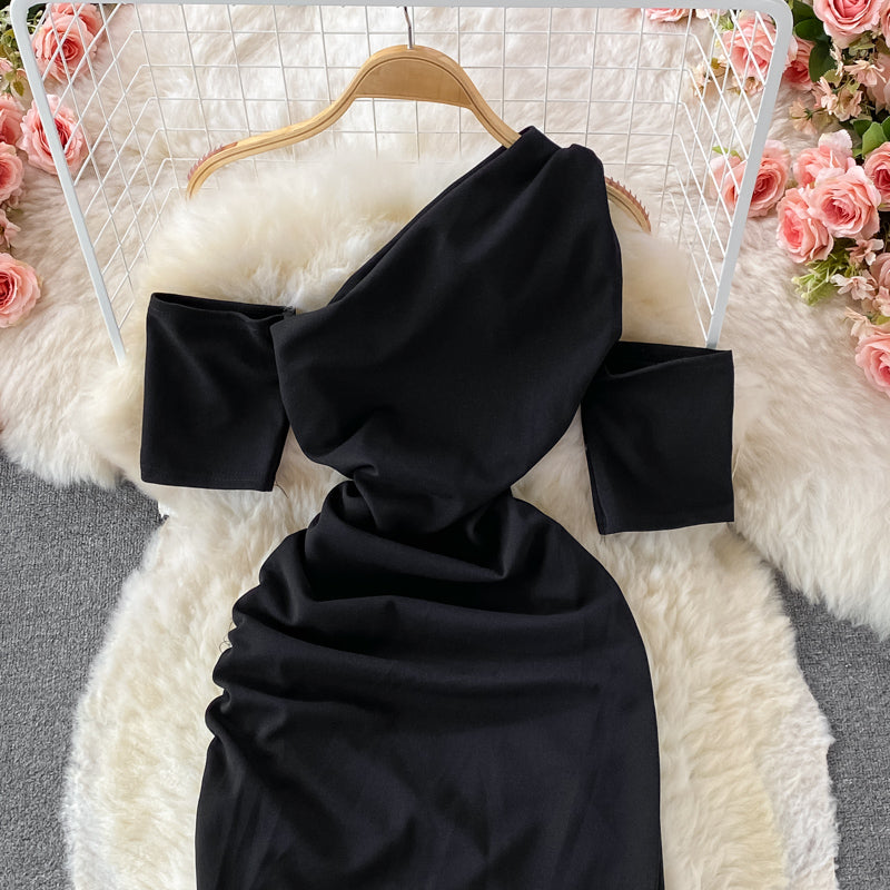 Pleated tight slim elastic Hip Wrap bottomed skirt  3249