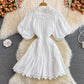 French court lantern sleeve design lace stitching stand collar dress  3377