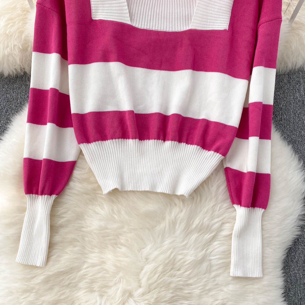 Langärmliger Pullover mit Retro-Streifen im Hongkong-Stil Pullover Sweater 1627