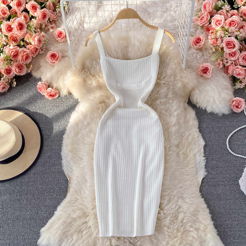 Knitted suspender fashion tight and thin Hip Wrap Dress  2823