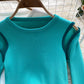 Strickbluse Damen Nischendesign ausgehöhlt farblich passend lange Ärmel 1588