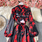 Slim and slim, lotus leaf border, waist closed and large swing A-shaped skirt  2967