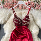 Split skirt Strapless suspender dress  2815