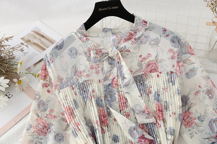 New women's slim skirt pleated fungus floral skirt  2166
