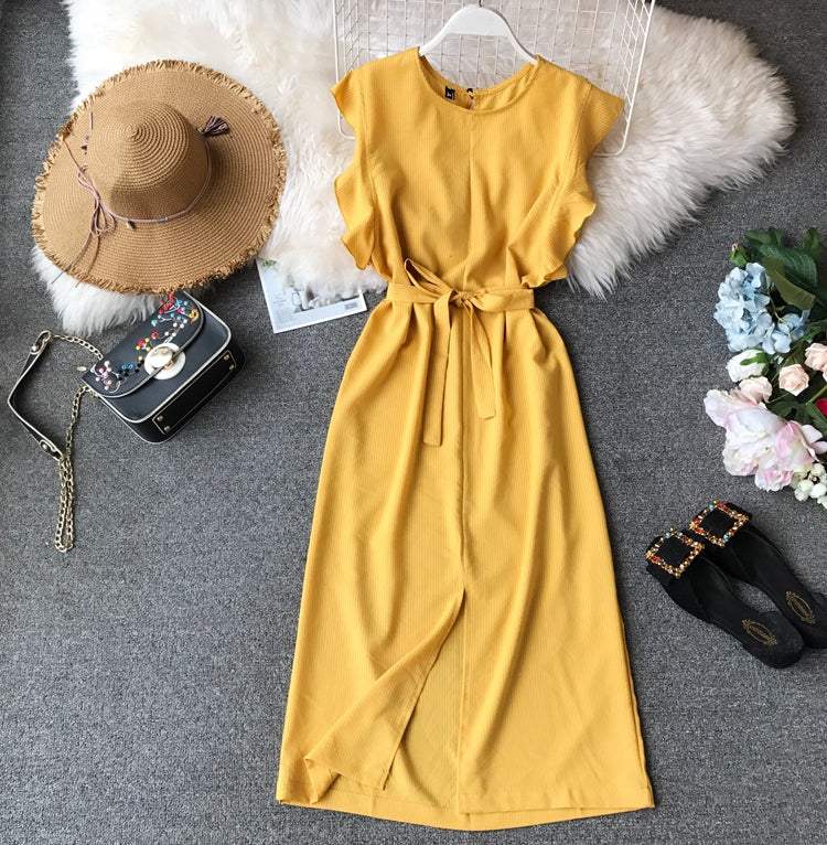 Irregular slim wrap hip dress  2873