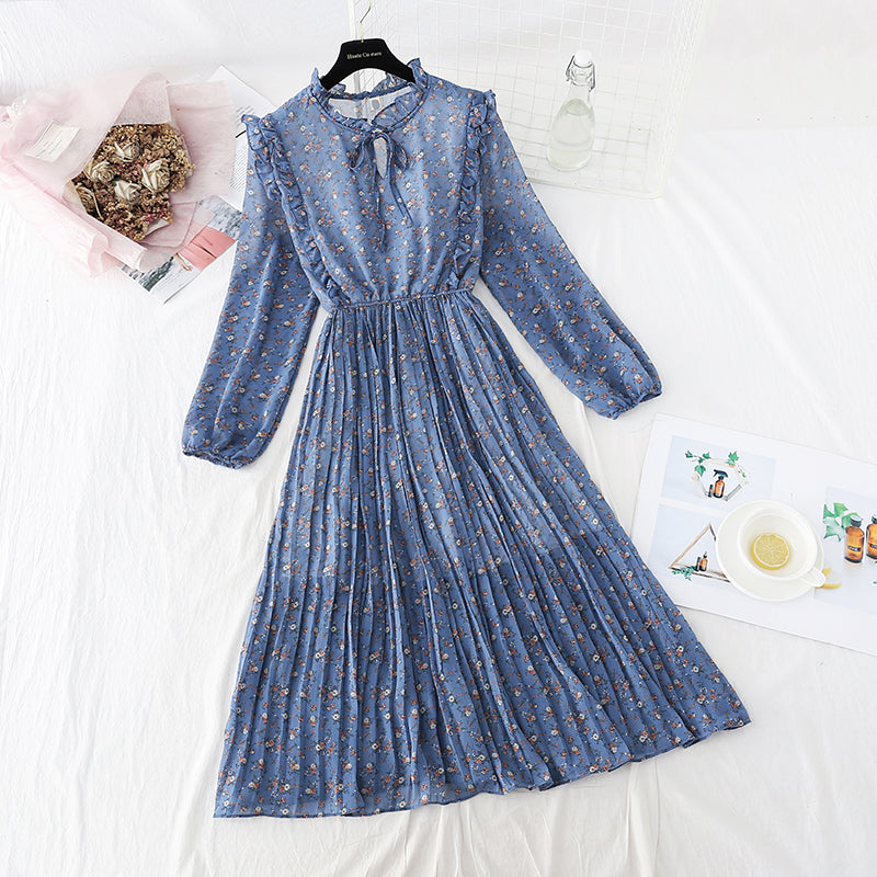 The new women's floral dress shows thin temperament at the waist  2246
