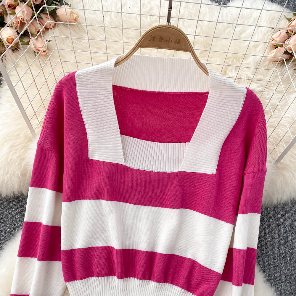 Langärmliger Pullover mit Retro-Streifen im Hongkong-Stil Pullover Sweater 1627
