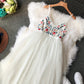 Embroidered Flower high waist thin mesh puffy dress  3397