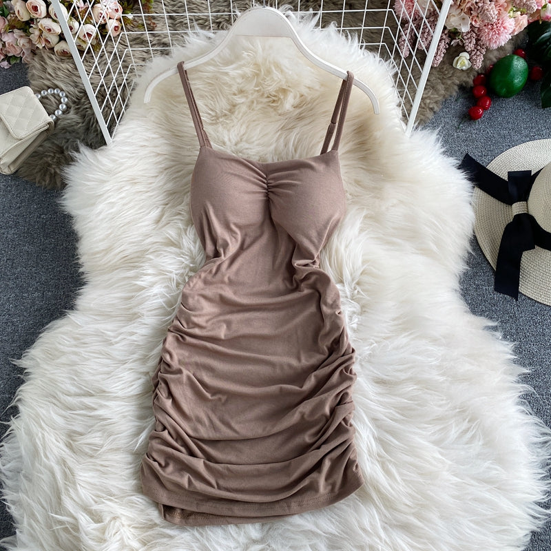 Pleated slim wrap hip skirt short suspender bottomed skirt  2778