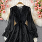 Long Sleeve Ruffle V-neck dress  3079