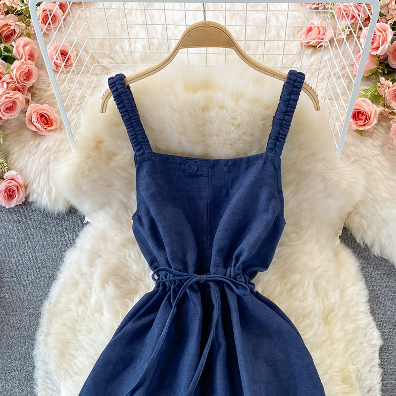 Gentle wind closing waist thin corduroy dress  3234