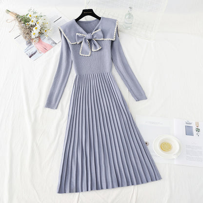 Hepburn style long pleated bottom temperament slim fit inner skirt  2306